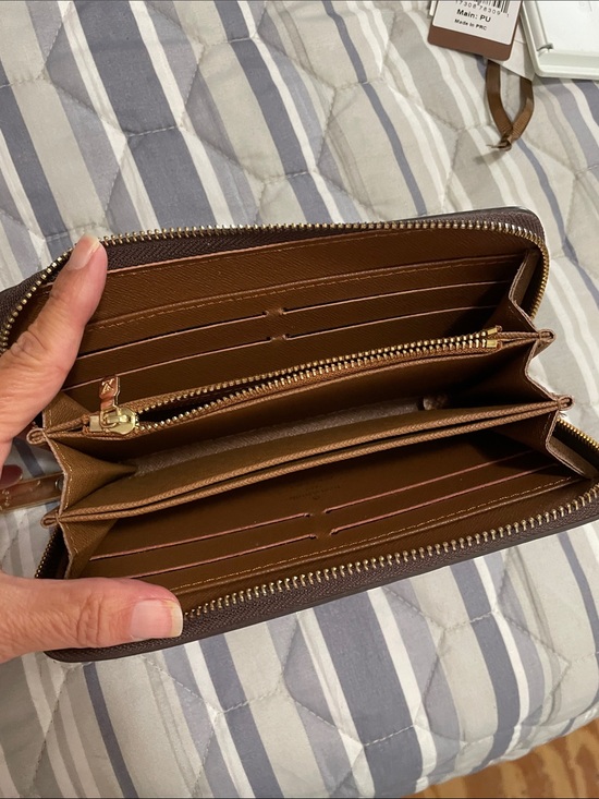 None Handbags - Brown Zip-Around Hobo Wallet/Purse